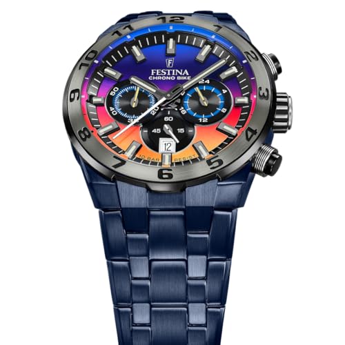 Detalle de Festina Montre Homme Analogique en Acier 316L Bleu – Élégance et fiabilité