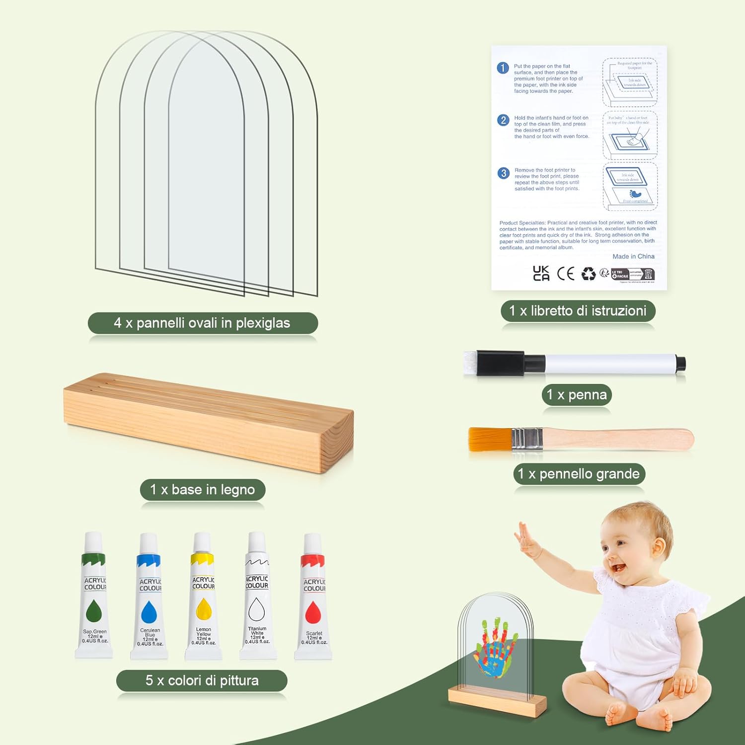 Thumbnail 1 de TOGOU2S Kit Impronte Mani Famiglia – 4 Pannelli in Plexiglas con Base in Legno e 5 Colori