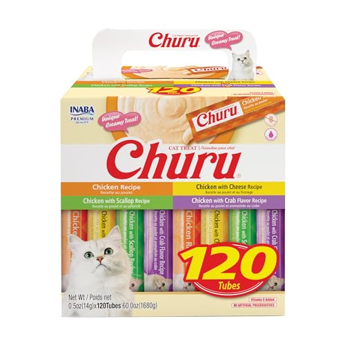 Imagen de INABA Churu Cat Treats, Lickable Creamy Purée – Chicken Variety, 0.5 oz Tubes (120 total) en OfertitasTOP