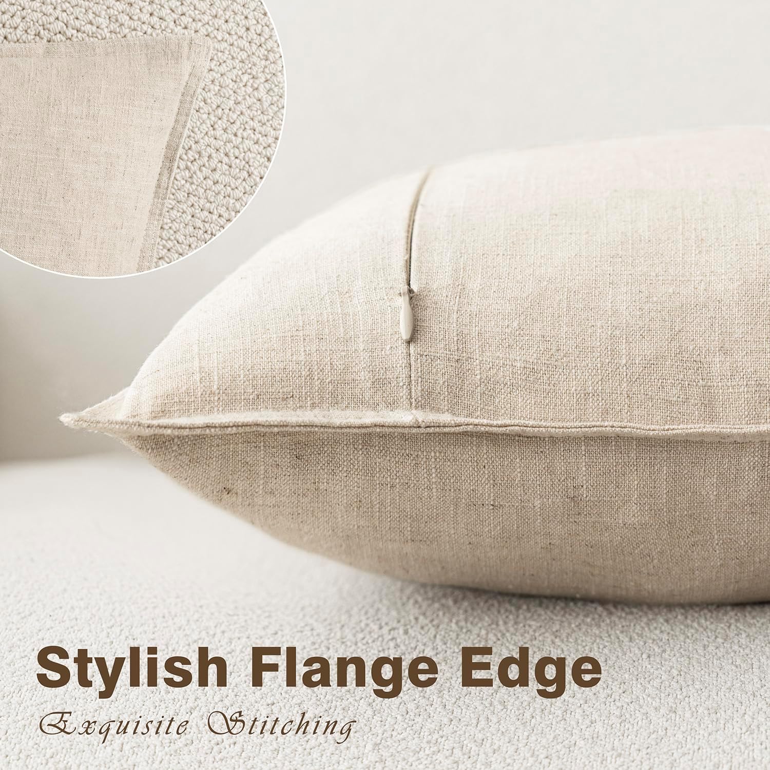 Detalle de Foindtower 20x20 Linen Throw Pillow Covers beige ๐