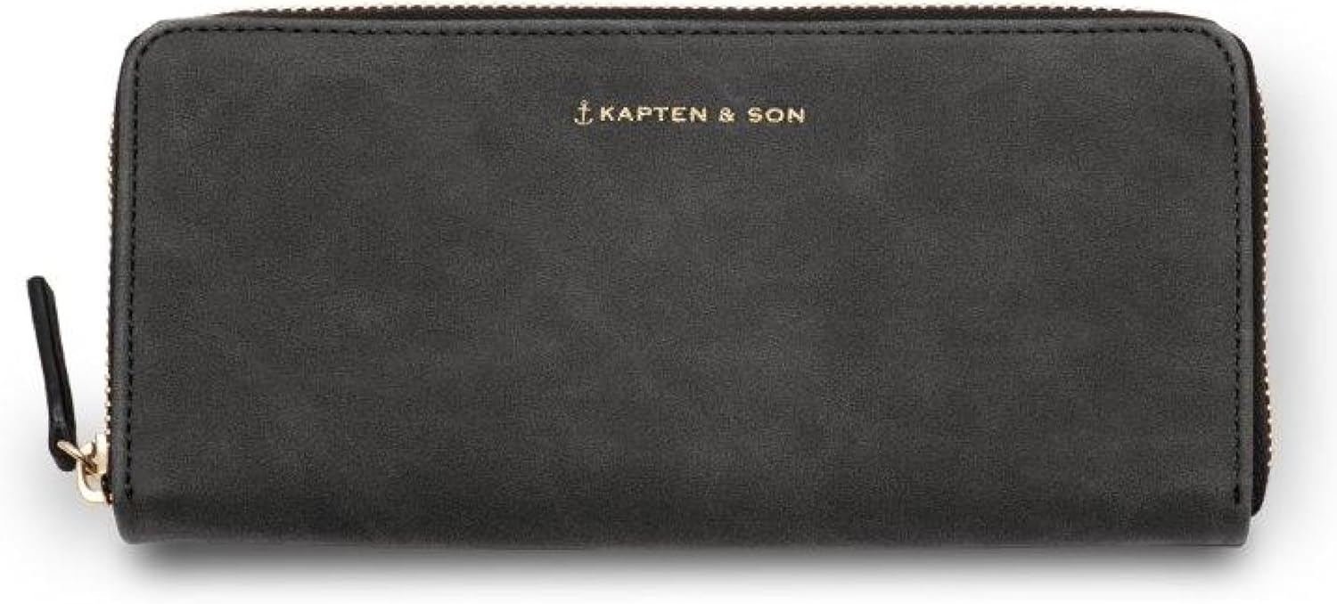 Detalle 2 de Kapten & Son Louvre Wallet All Black: Portafoglio Donna grande con 14 slot e portamonete, 10x21x2,5 cm