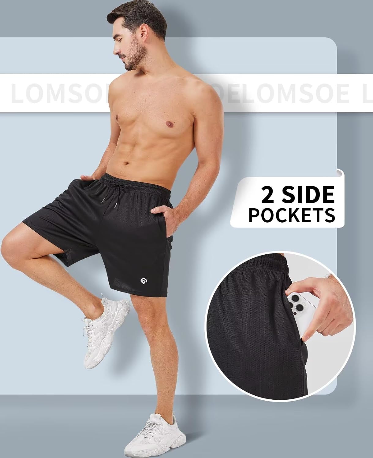 Thumbnail 3 de lomsoe 5 Pack Gym Shorts Men 5 Inch Quick Dry Mesh Shorts with Pockets