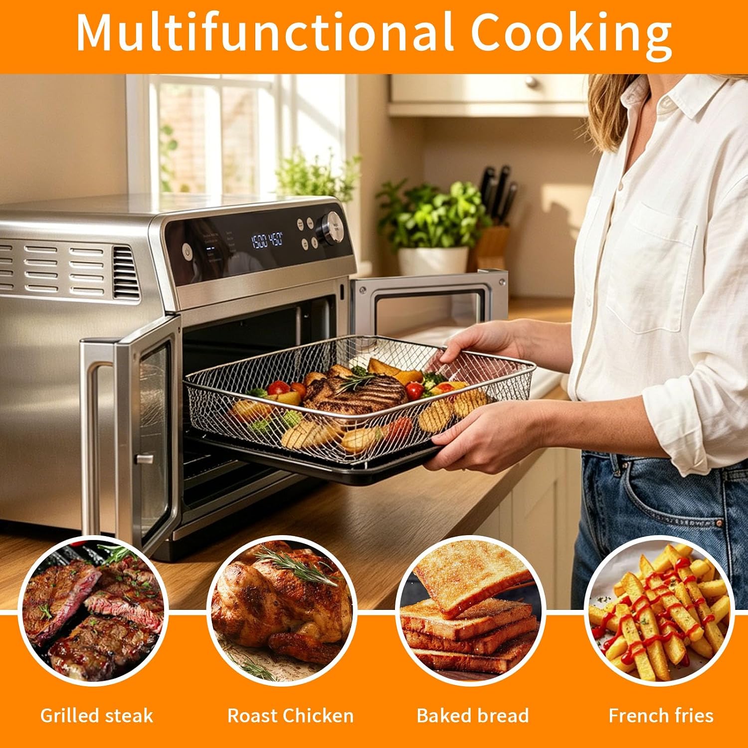 Detalle 2 de GCQFZ air fryer oven tray, 12.2 × 12.2 inches