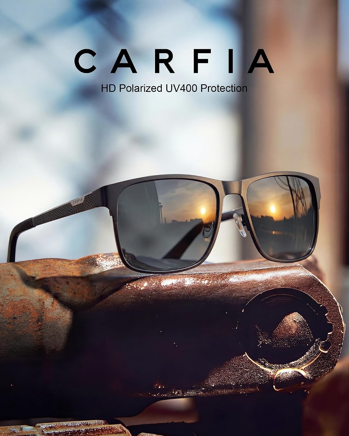 Detalle de CARFIA CA5223 – męskie okulary przeciwsłoneczne polaryzacyjne z metalową oprawką