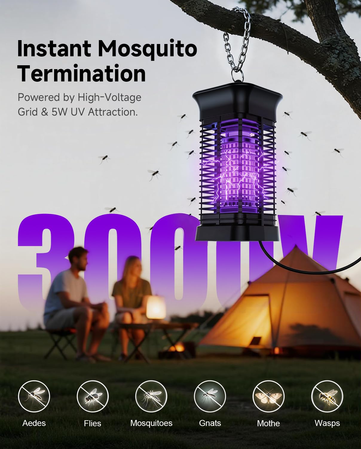 Thumbnail 1 de Insektenvernichter Elektrisch – Mückenlampe mit UV-Licht, IPX4 Wasserdicht, Wirksam gegen Fliegen und andere Insekten
