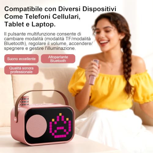 Thumbnail 6 de JYX Karaoke D58-T con 2 Microfoni e Altoparlante Bluetooth 5.3 – Rosa