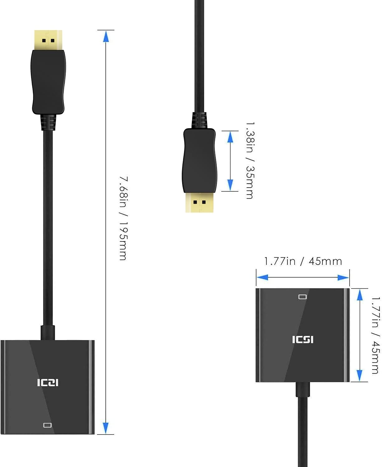 Thumbnail 5 de ICZI Adaptateur DisplayPort vers VGA 1080p