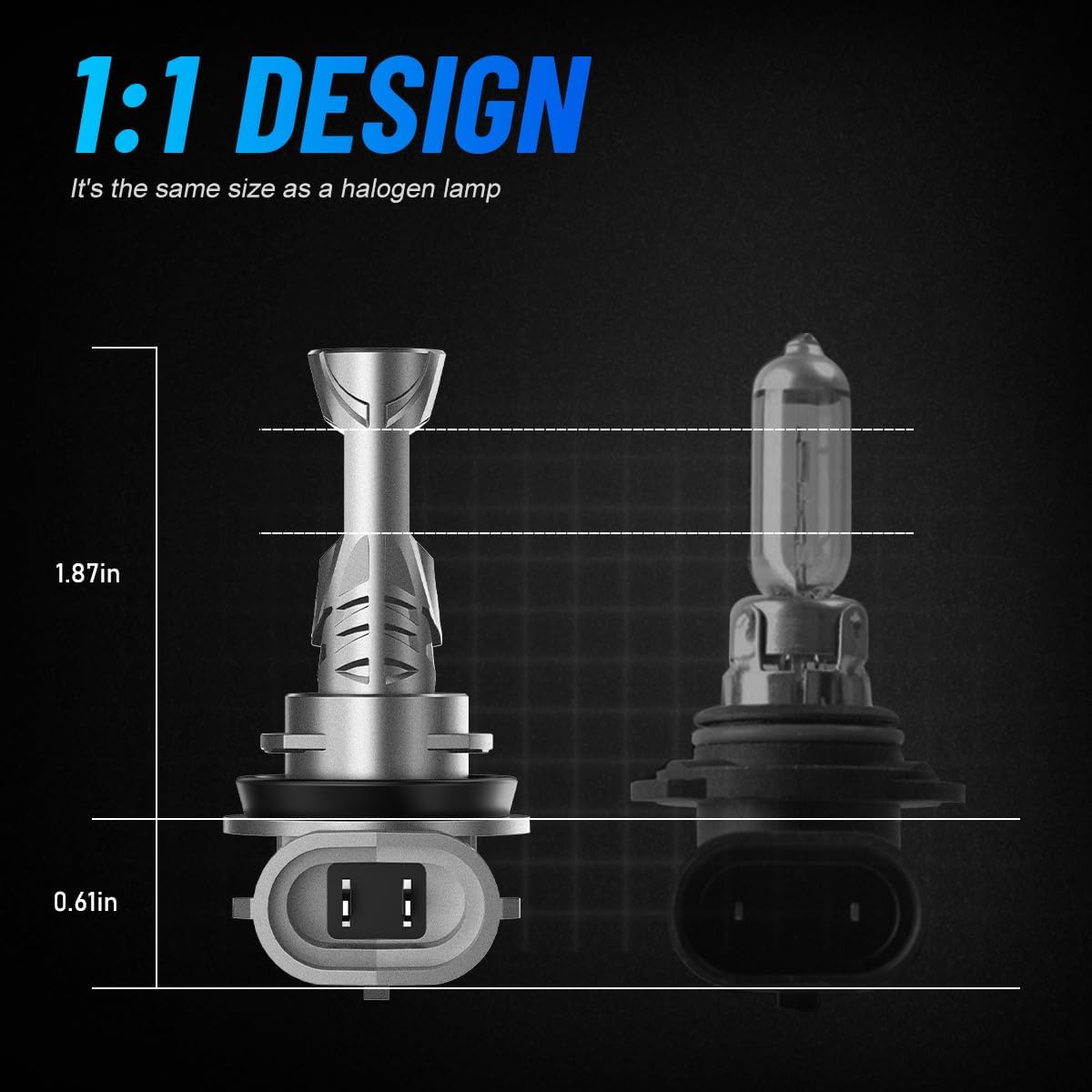 Thumbnail 1 de NOVSIGHT H11 LED Headlight Bulb (H8/H9/H11) 6500K cool white, plug-and-play, IP68 waterproof, pack of 2