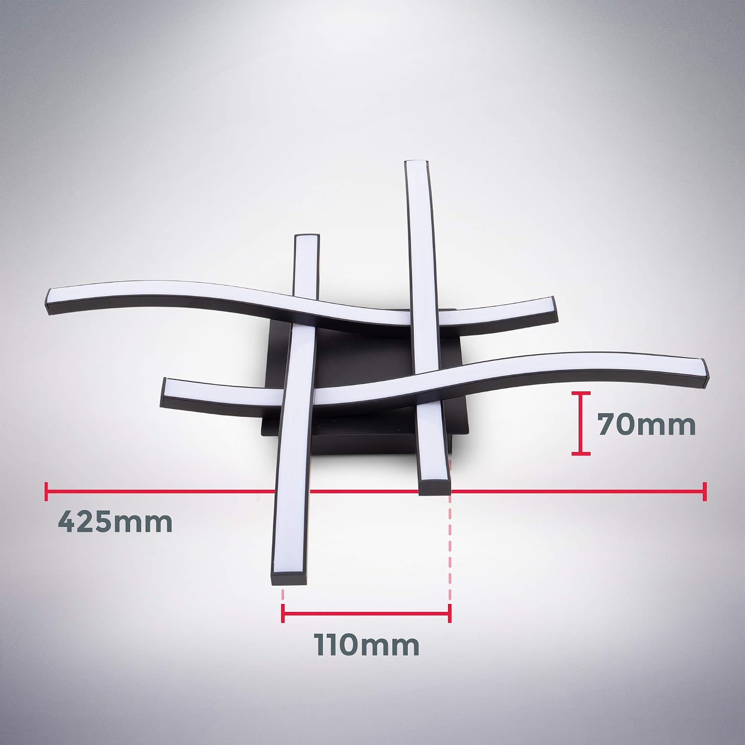 Detalle de B.K.Licht zakrzywiona lampa sufitowa LED, 4-punktowa, 20 W, 2000 lm