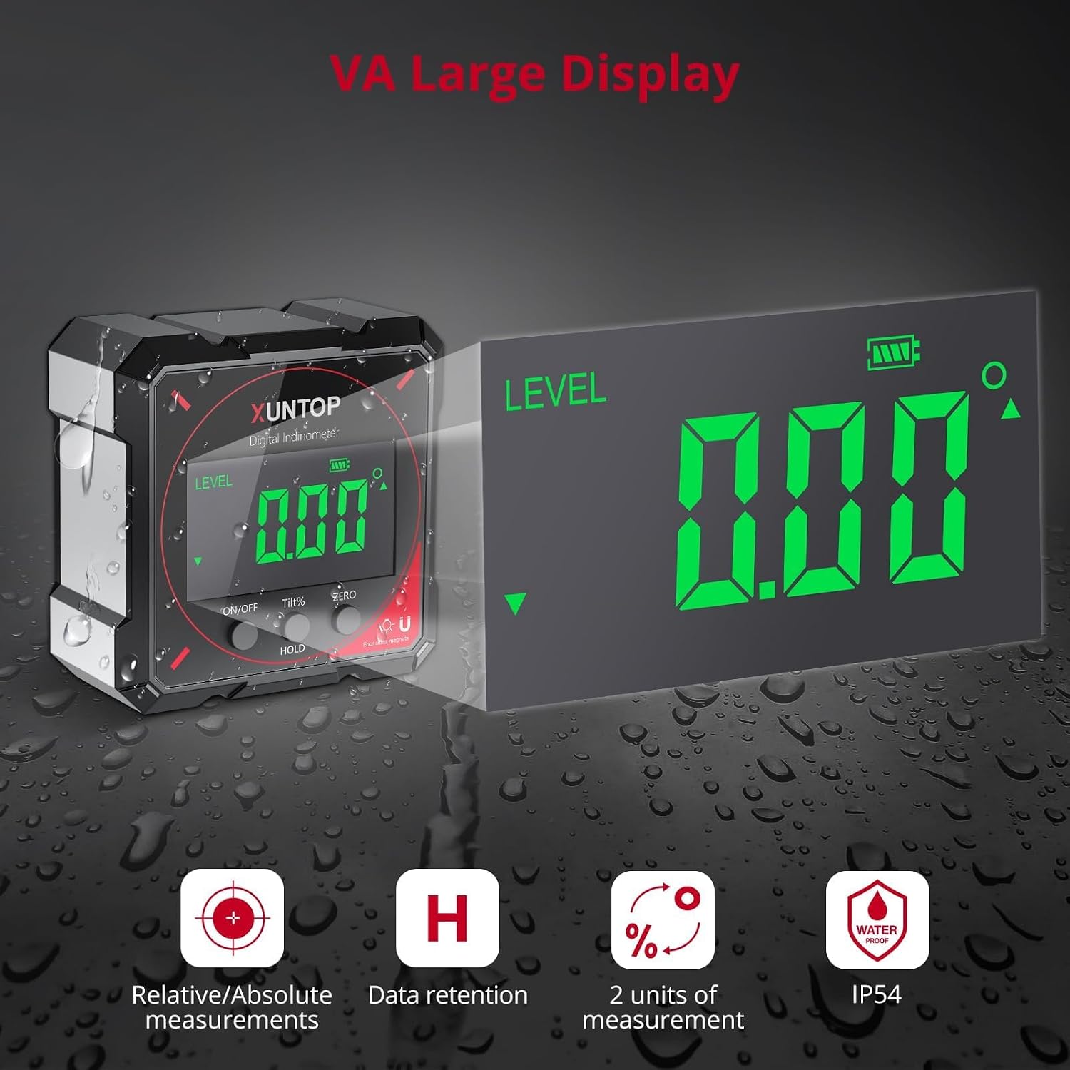 Detalle de XUNTOP XOP010 Digital Angle Finder with 4-Side Magnets, 0.05° Resolution