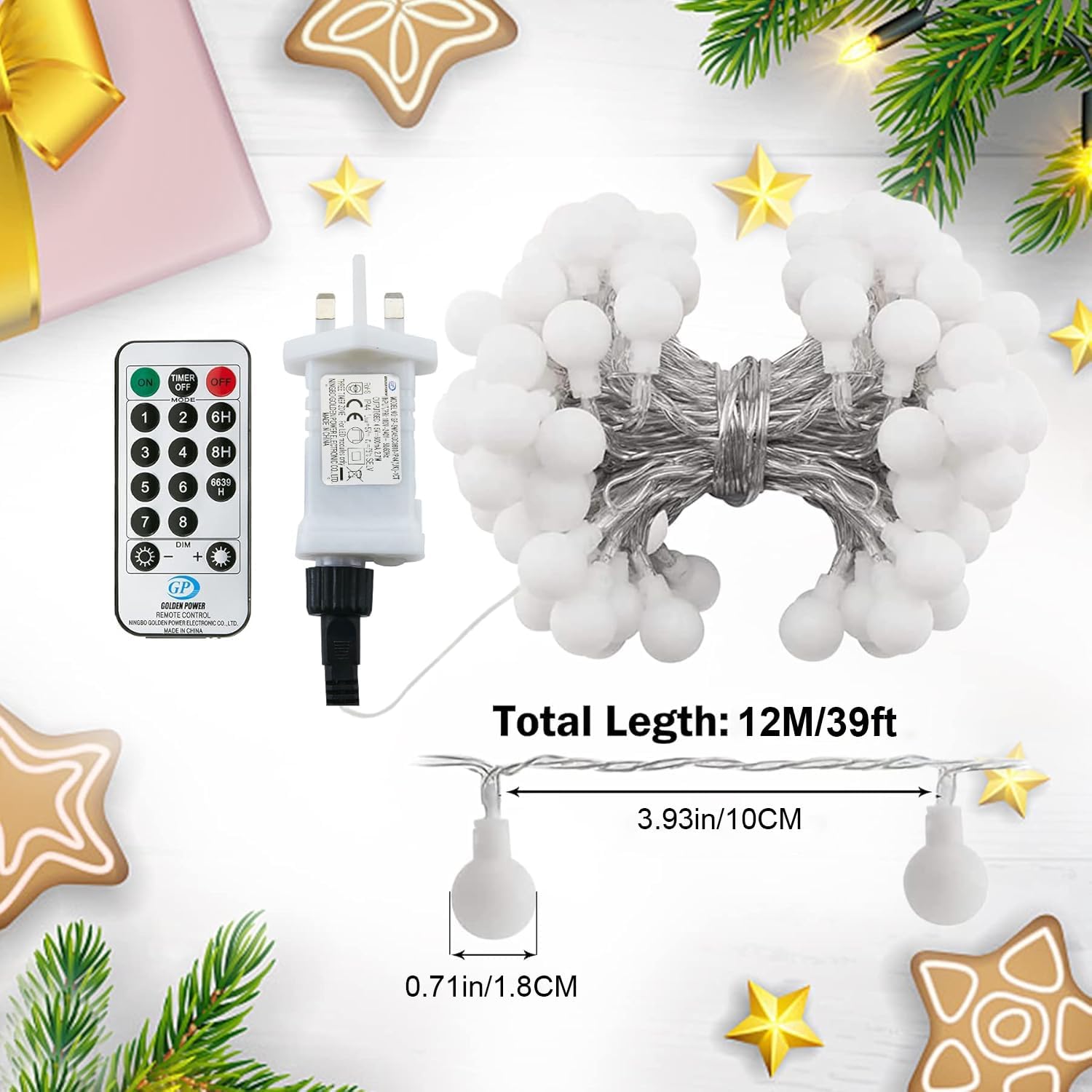 Thumbnail 6 de 120LED Fairy Lights Plug in 12M Globe String Lights ๐