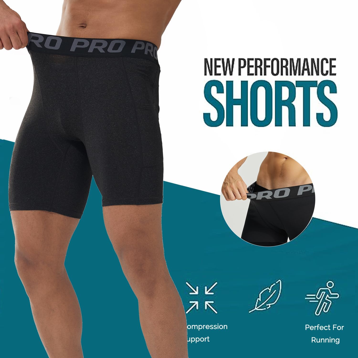 Detalle de BEGIANT Compressie Shorts für Herren – schnell trocknende Sport-Unterwäsche mit Kompression