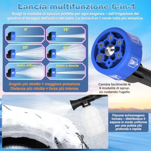 Thumbnail 6 de Blucky idropulitrice a batteria con pressione regolabile e 2 batterie da 4.000 mAh