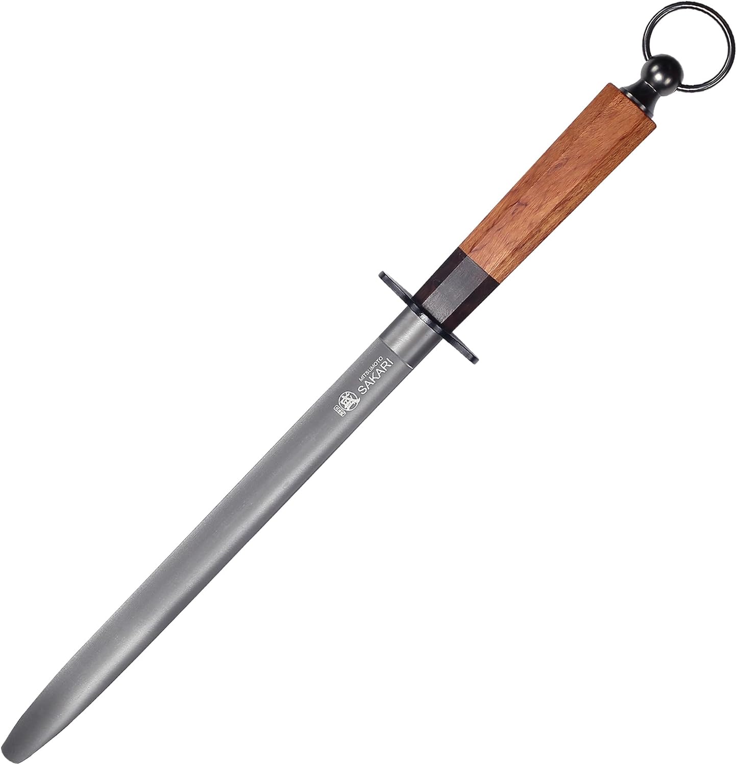 Detalle de MITSUMOTO SAKARI MS-1195-10-IT 10-Inch Knife Sharpening Rod, Black Diamond Steel