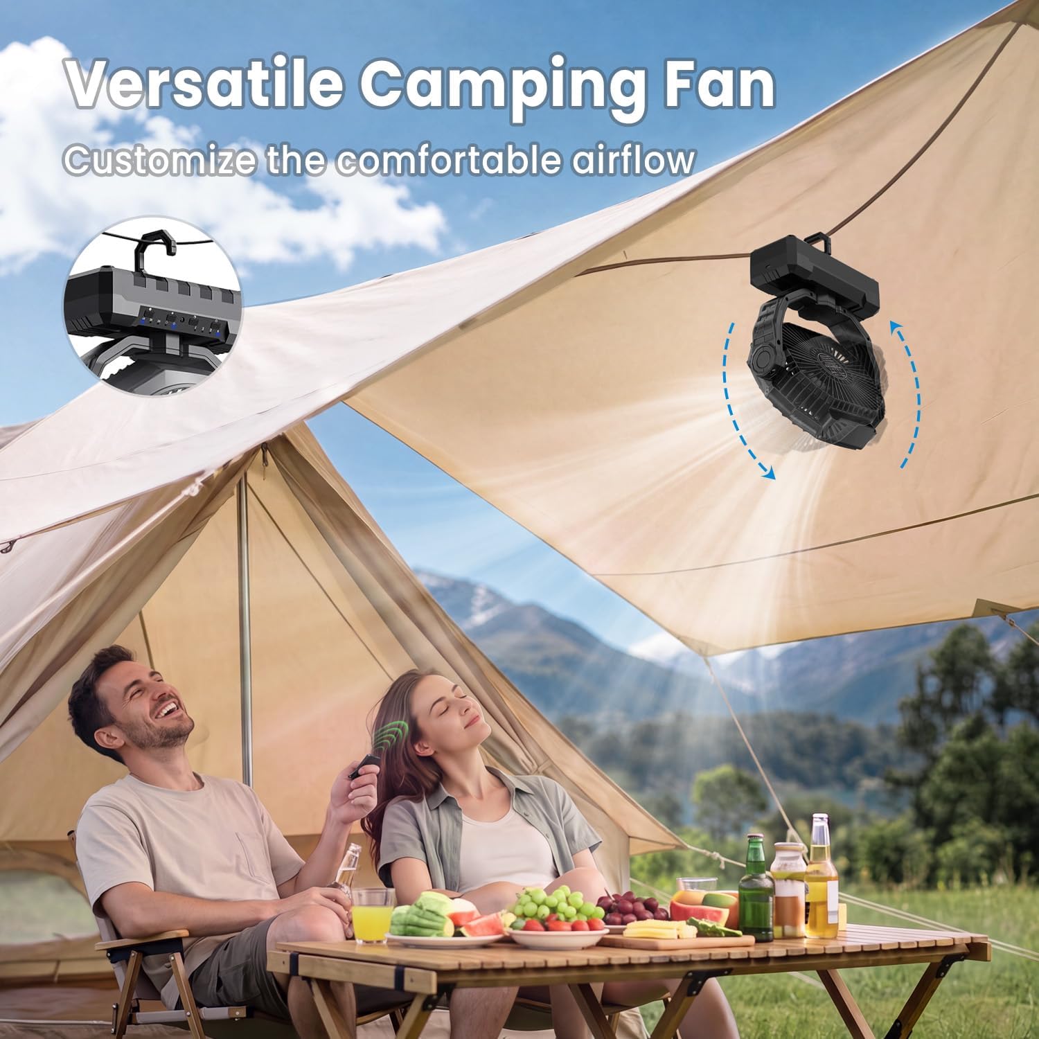 Thumbnail 4 de FRIZCOL 3-in-1 Camping Fan: Portable, Rechargeable, with Light and Remote