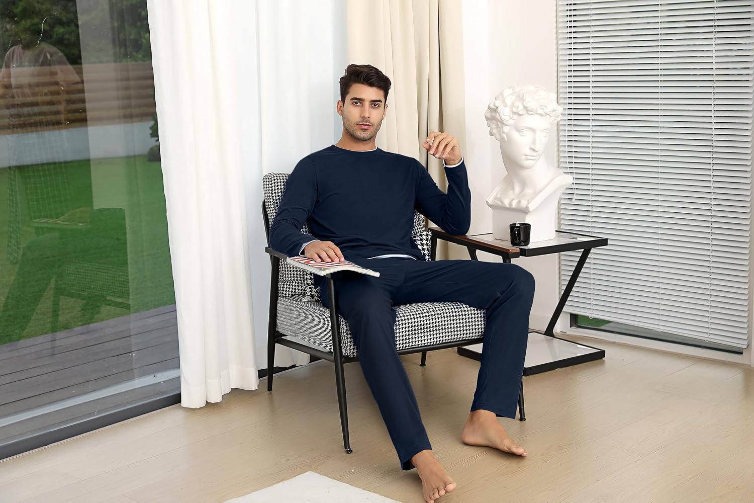 Detalle de Ensemble Pyjama Homme en coton doux pour l’hiver - Aseniza