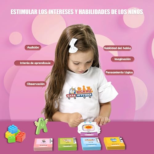 Detalle de Tarjetas Flash Parlantes VISATOR 112 Tarjetas Bilingüe Español-Inglés para Niños 2+ Años