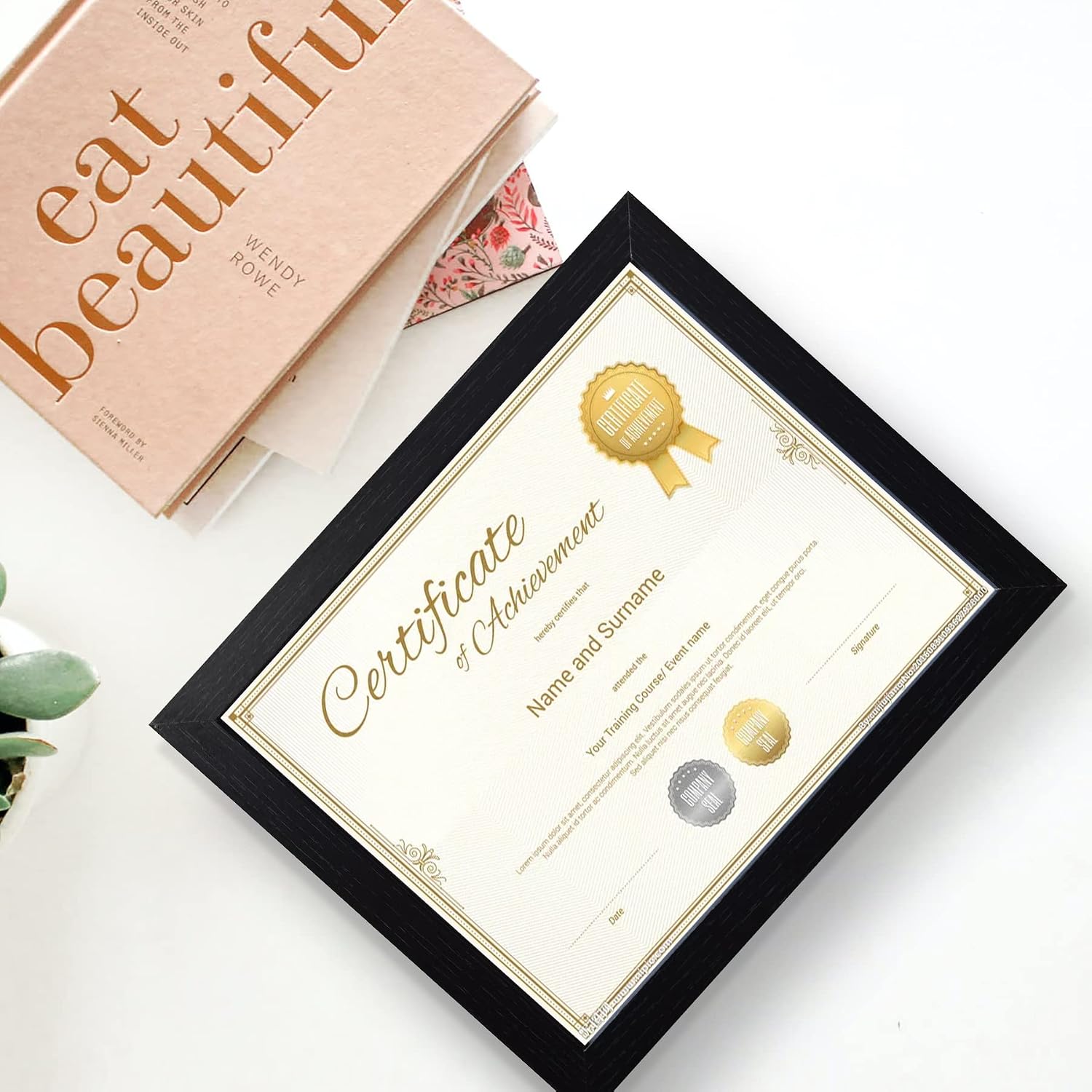 Thumbnail 6 de 8.5x11 Certificate Document Picture Frame Set of 6 (Black) for Wall or Tabletop