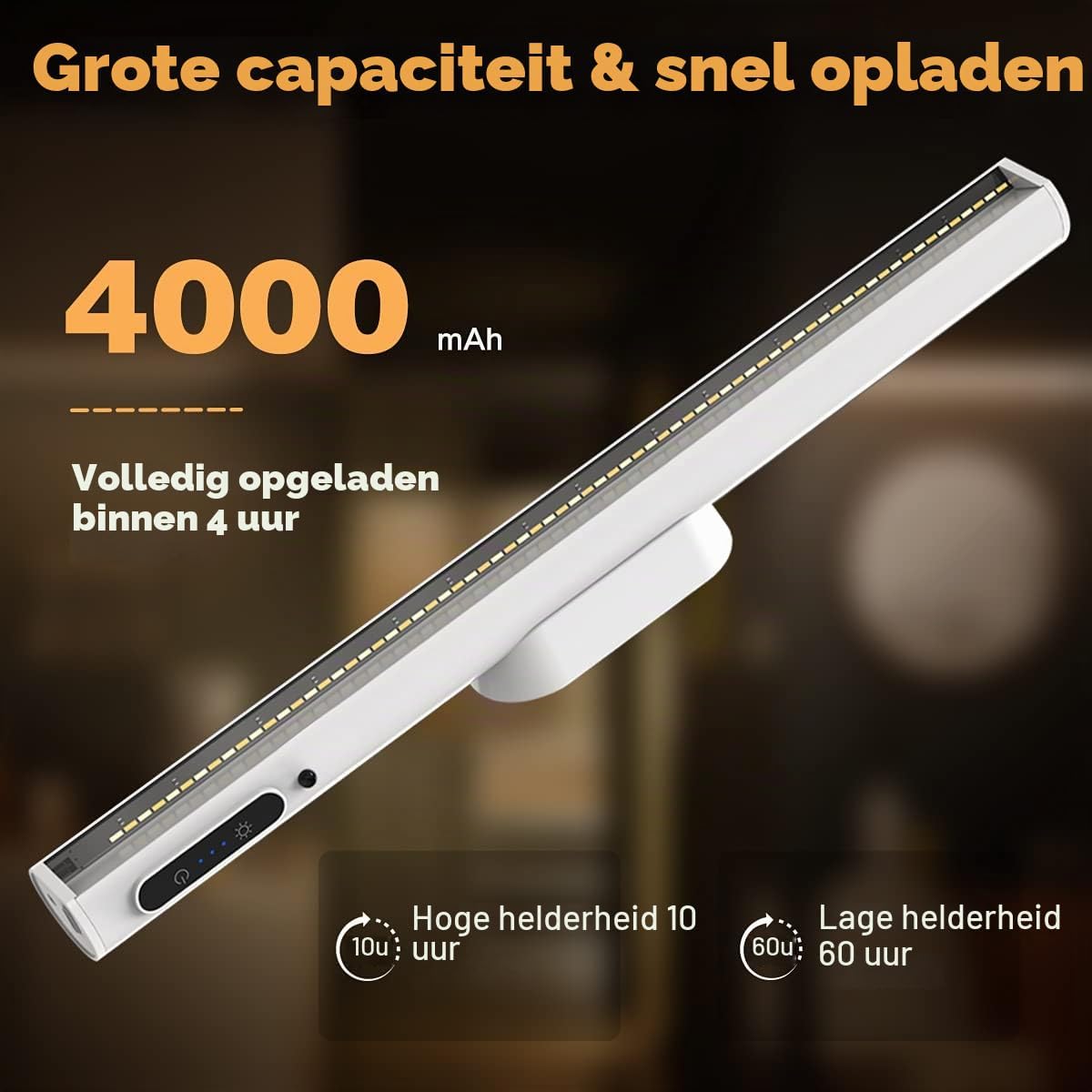 Detalle de Hapfish YZYK350-WH02 magnetische oplaadbare kastlamp, dimbaar