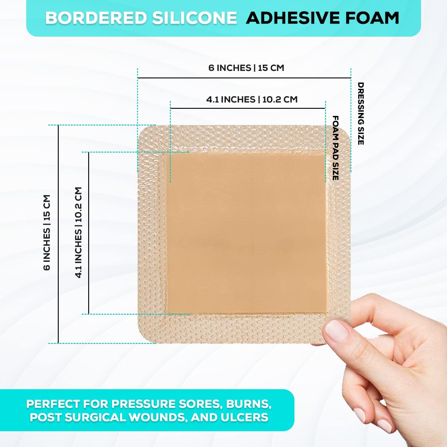 Thumbnail 2 de MedVance SG_B077DFG7D2_US Silicone Foam Dressing, 6 x 6, 5-Pack