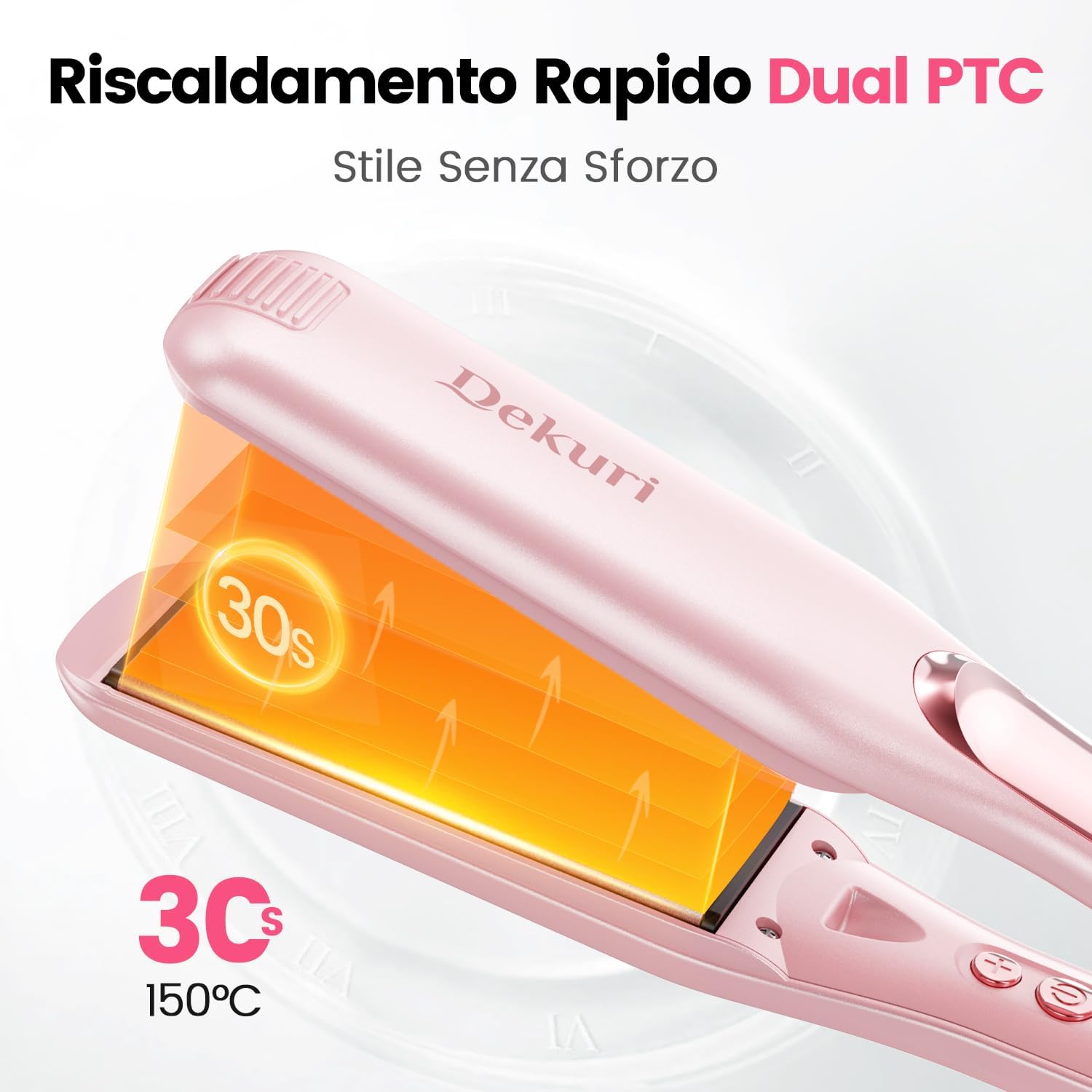 Thumbnail 5 de Dekuri piastra capelli a piastre larghe 42 mm in ceramica a base d'acqua, anti-Attrito