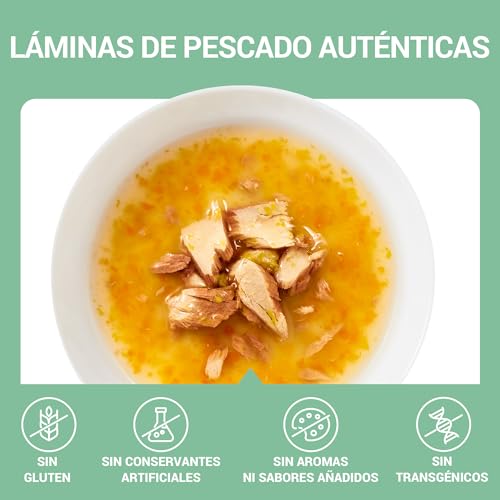 Detalle 2 de Schesir Sopa con Filetes de Atún con Zanahorias y Calabaza para Gatos (12 x 40 g) – Receta Original, 100% Natural