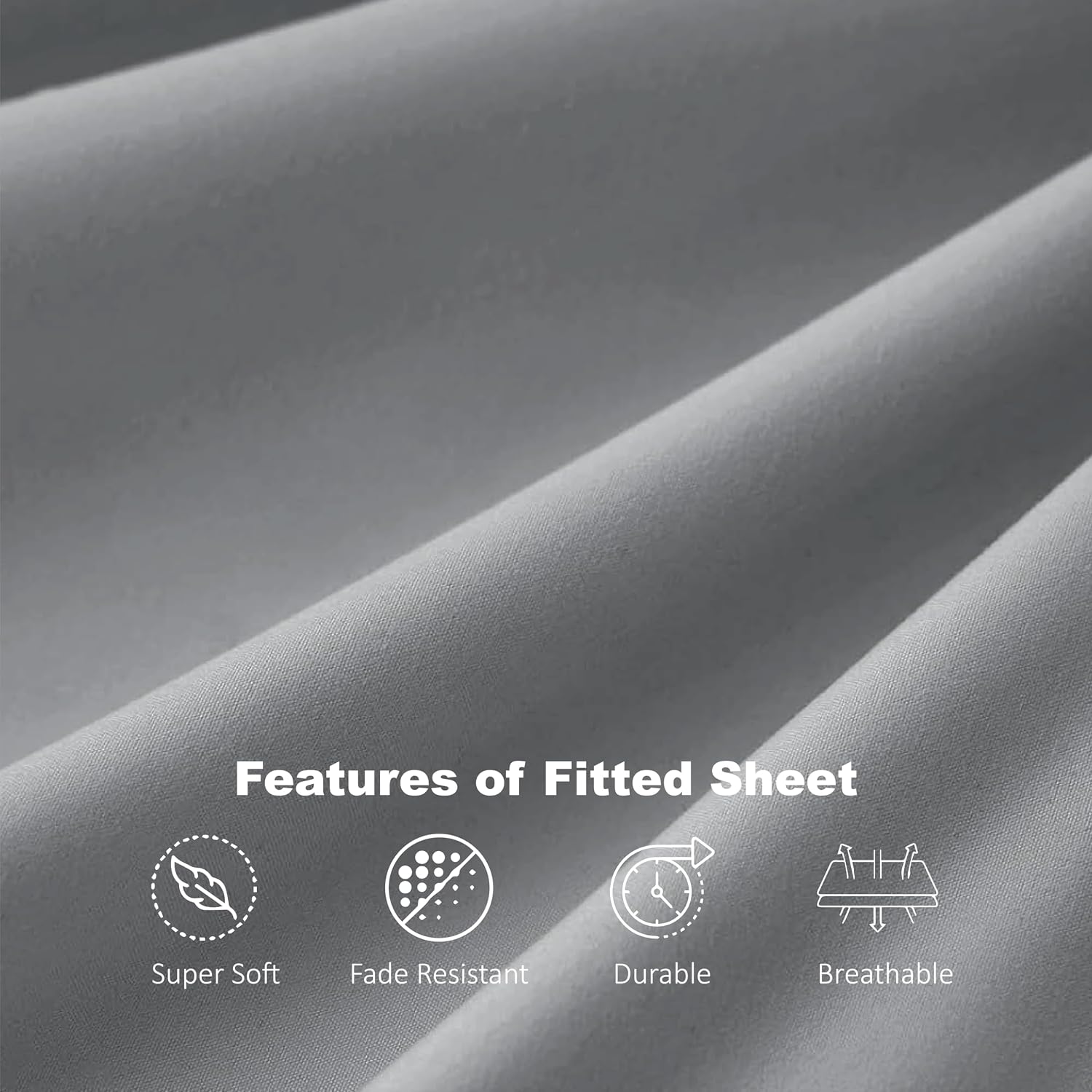 Thumbnail 6 de Funky Gadgets Double Fitted Sheets with Extra Deep Pocket, 16 Inch, 90 GSM Microfiber Grey (137 x 190 cm)