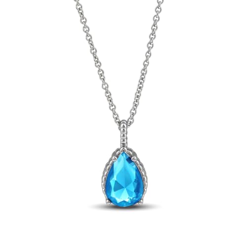 Detalle de Weviway Sterling Silver Teardrop Aquamarine Birthstone Necklace (43 cm)