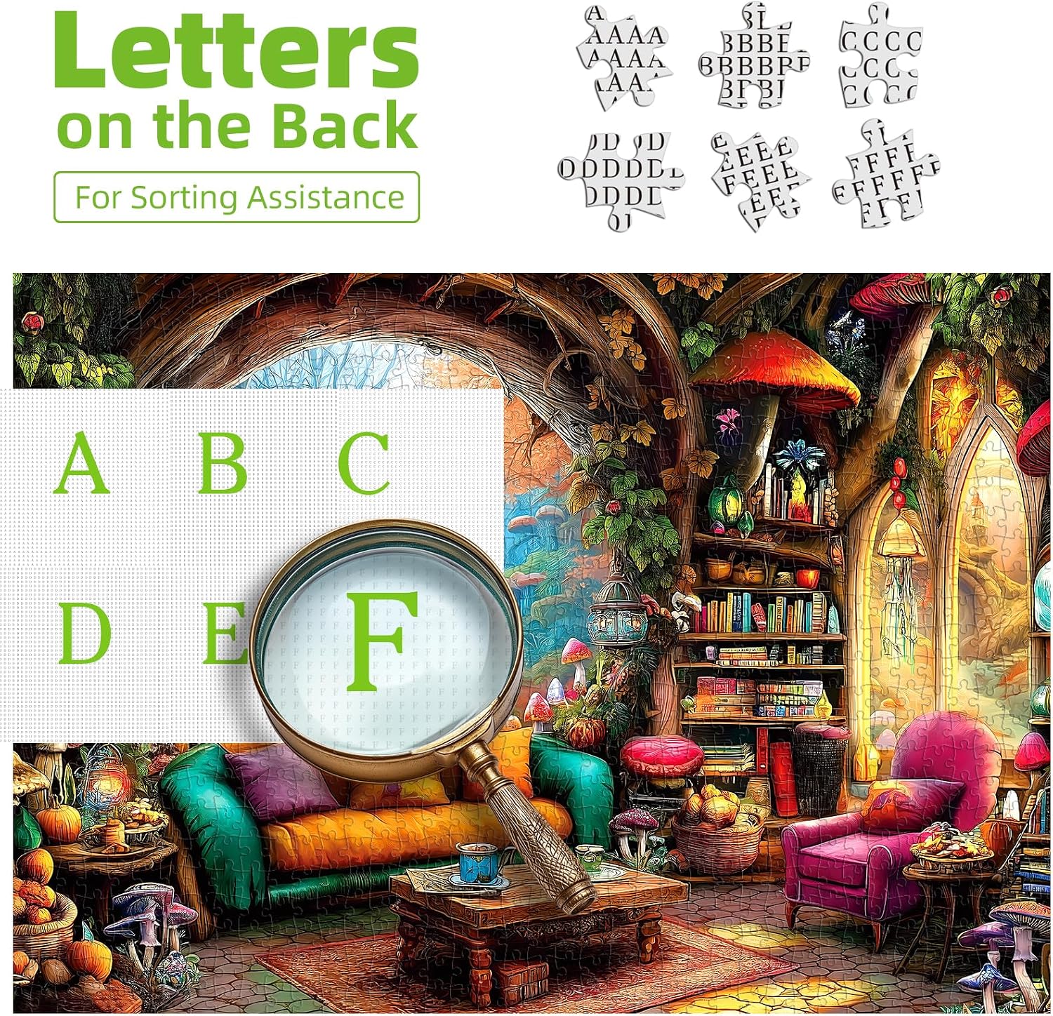 Detalle de Blueforest BFJIUJIU-00270 1,000-Piece Fantasy Mushroom Cottage Jigsaw Puzzle