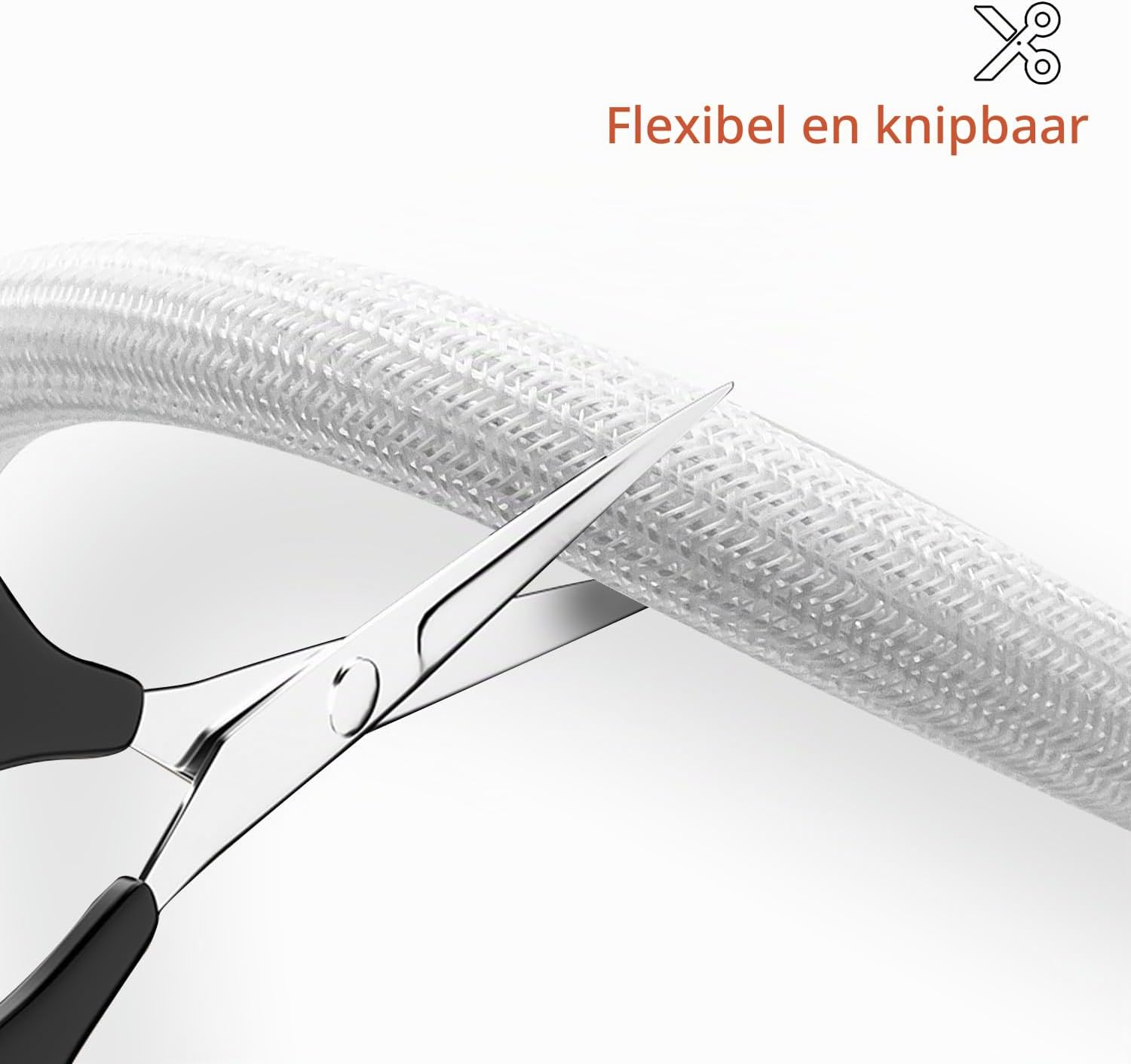 Detalle 1 de shinfly NOT-CMP001 kabelmantel, gevlochten polyethyleen, wit, 10 m, 6 mm