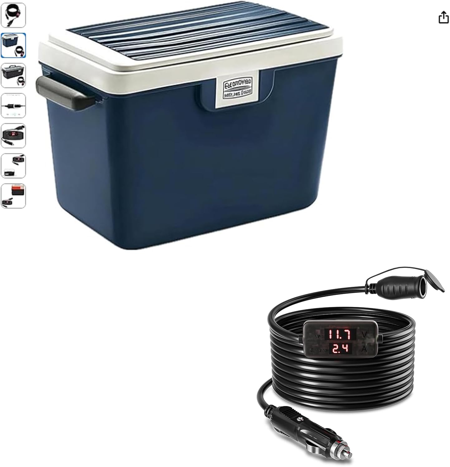 Thumbnail 1 de RGBer® 12-Volt-Zigarettenanzünder-Verlängerungskabel (16AWG) mit Batteriewächter und Voltmeter – für Auto & Kühlbox