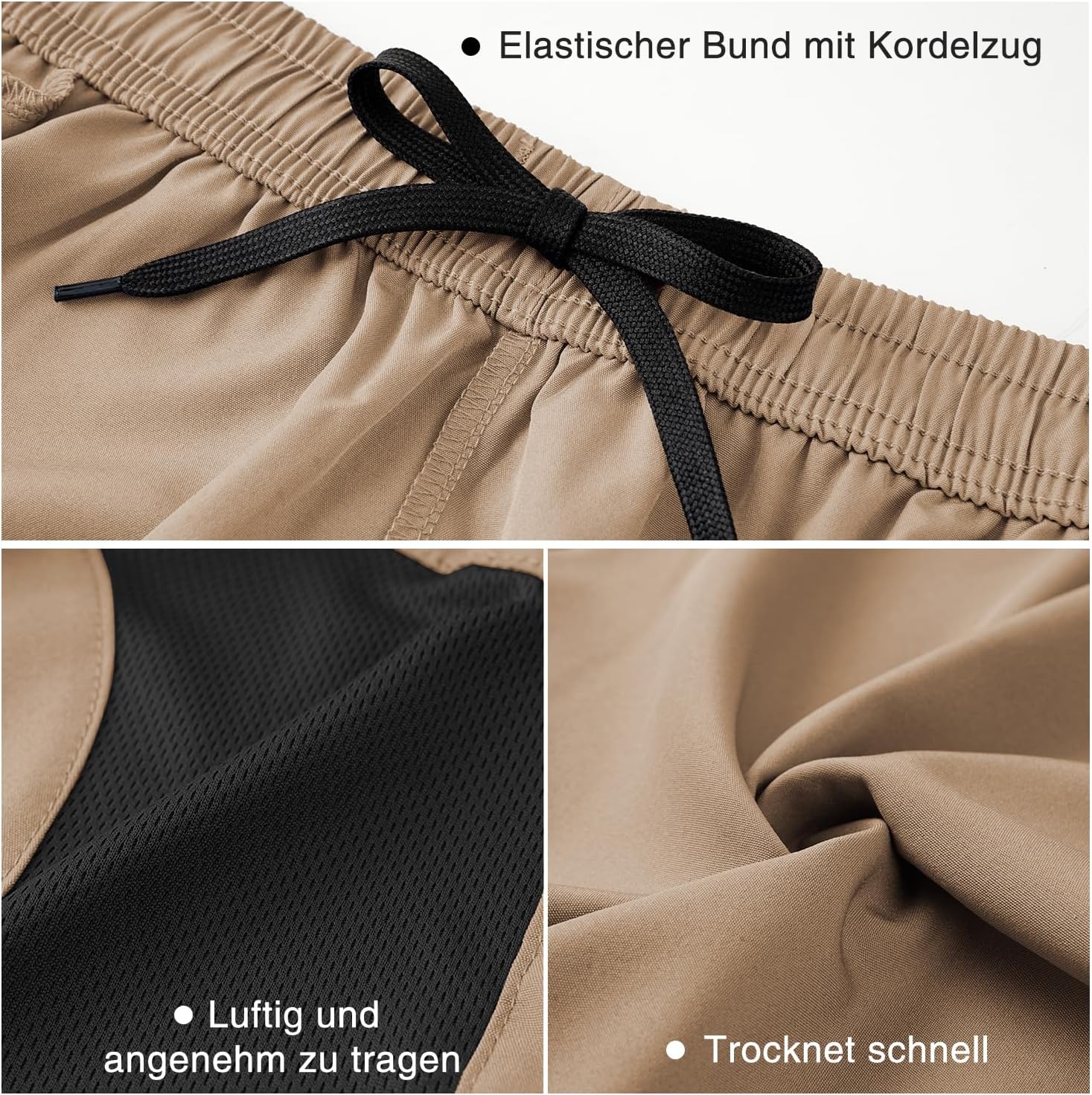 Thumbnail 4 de HMIYA Herren Sport Shorts – Schnell trocknende Kurze Hose mit Reißverschlusstaschen