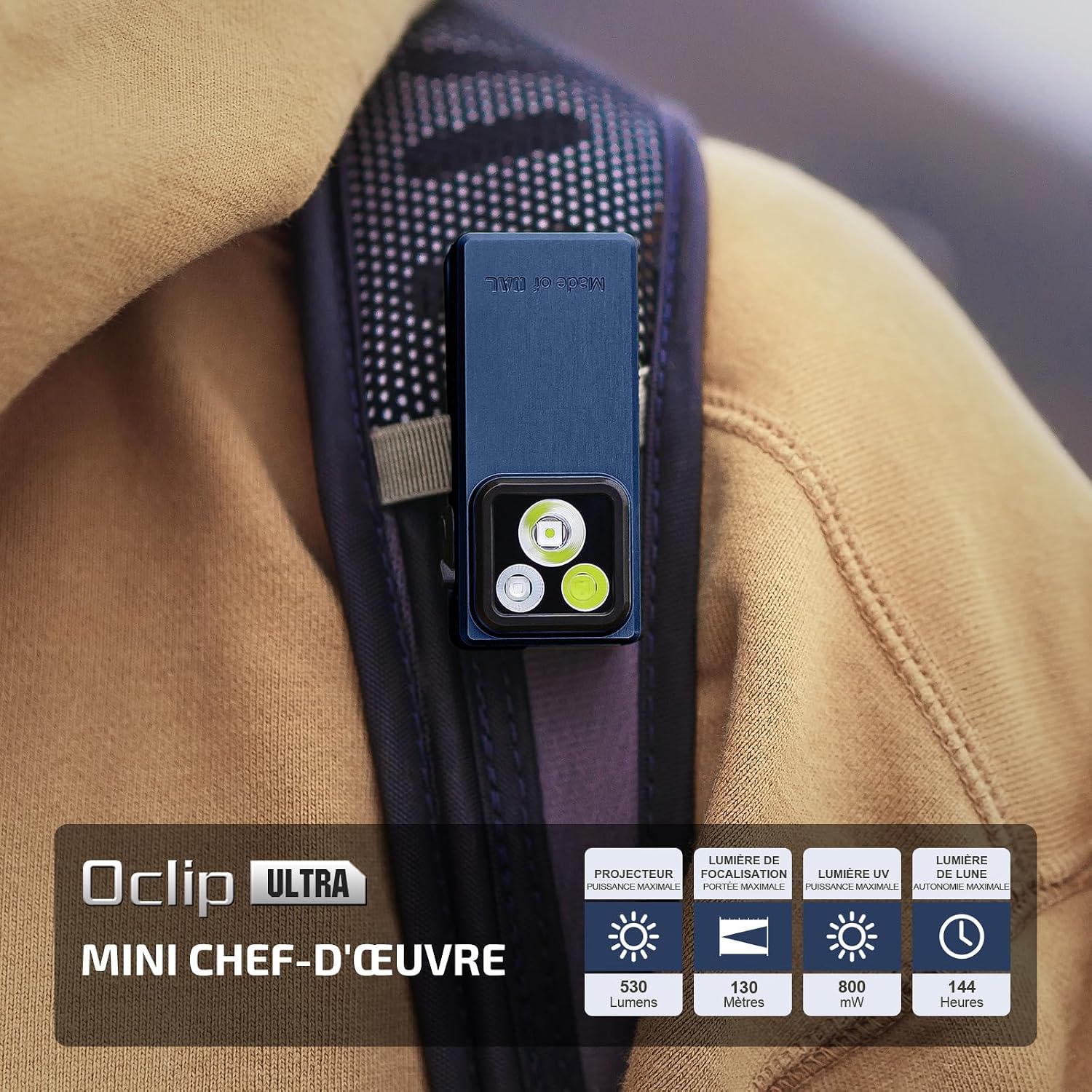Detalle 2 de OLIGHT Oclip Ultra: Lampe à pince polyvalente UV 3 sources, compacte et durable