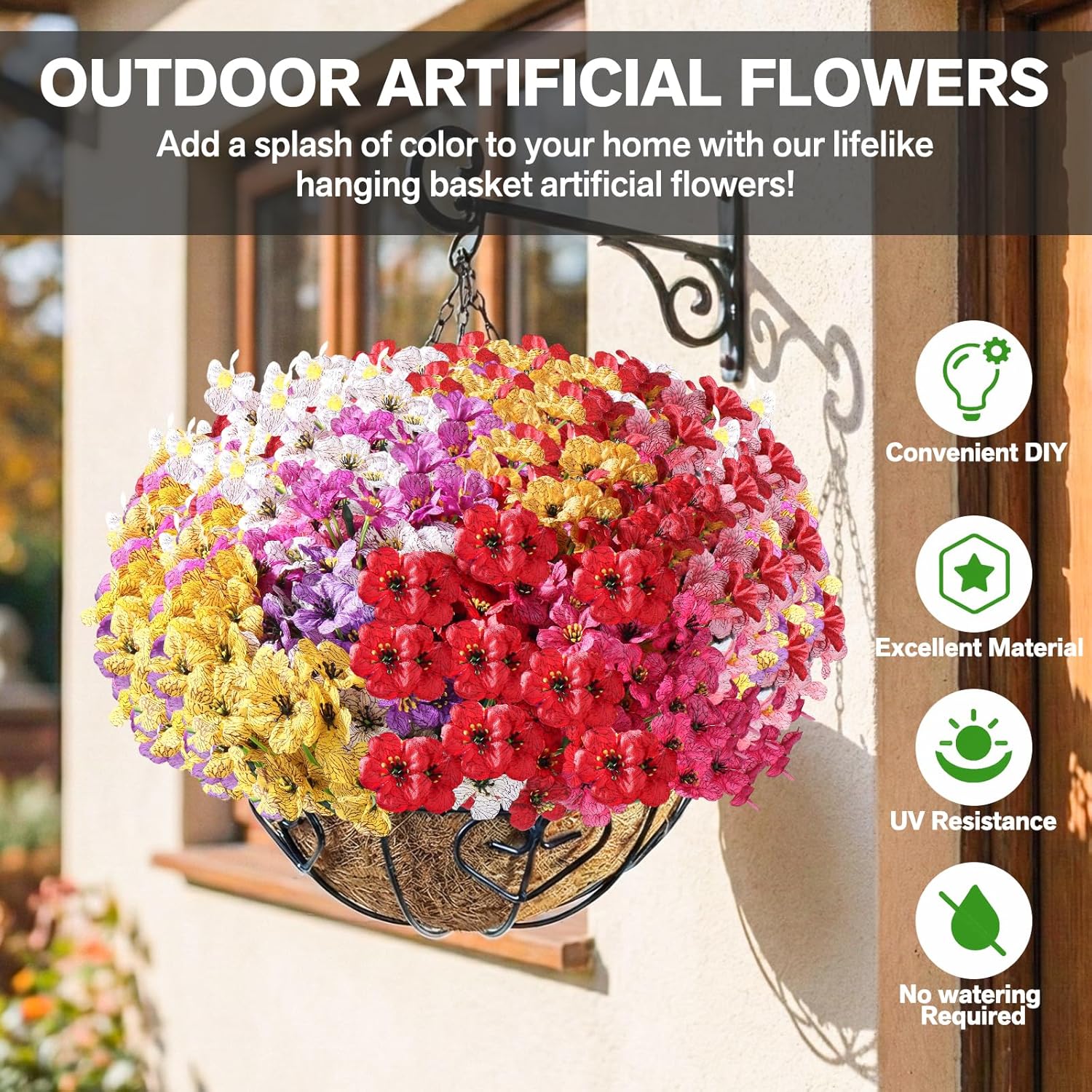 Detalle de Powbrace 22-Pack Artificial Flowers (UV-Resistant Faux Silk Flowers) for Outdoor & Indoor Planters