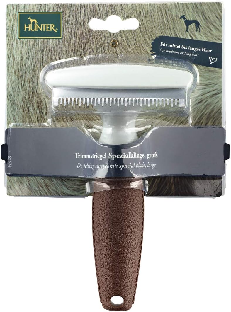 Thumbnail 3 de Trimmstriegel mit Spezialklinge für mittel- bis langhaarige Hunde und Pferde – HUNTER SPA (L, 17,5 x 9,5 cm)