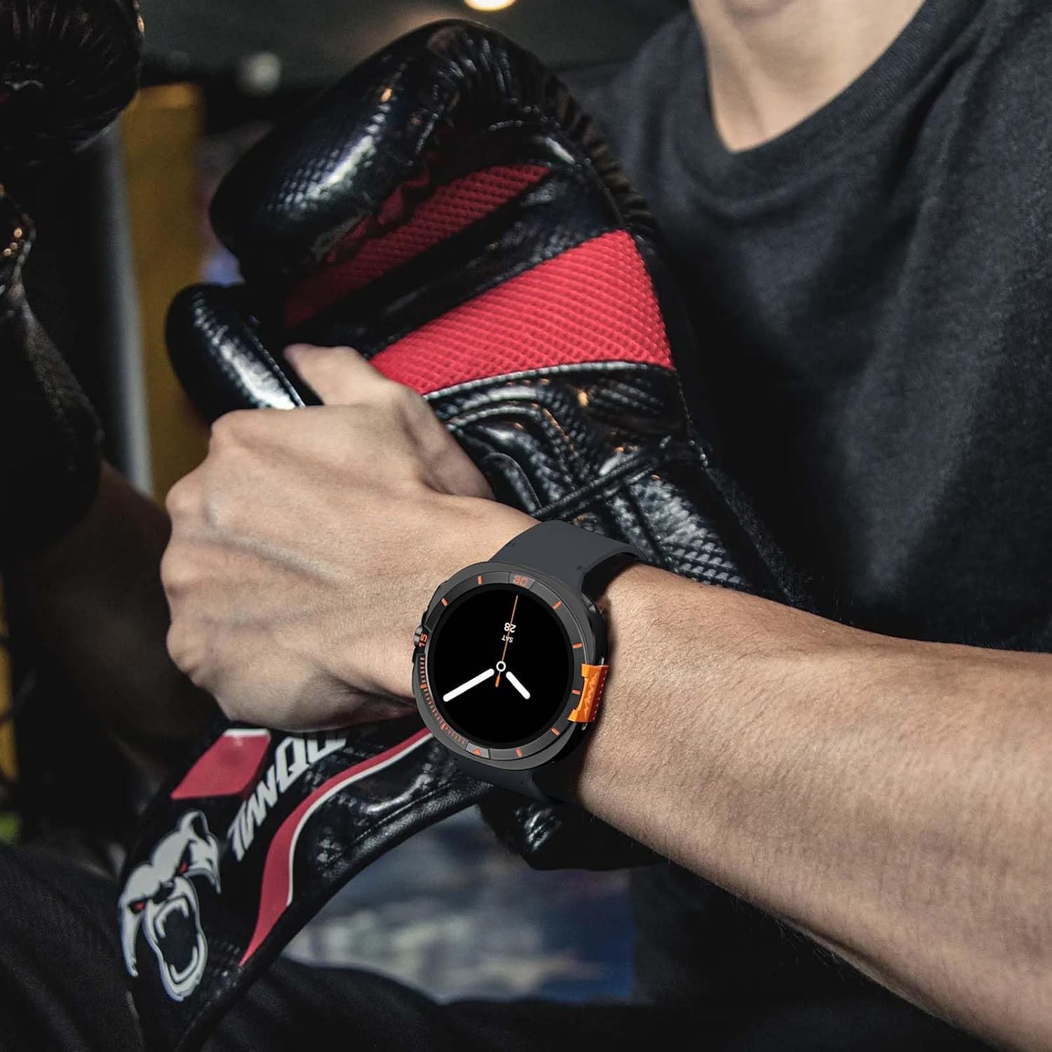 Detalle de Suphart Galaxy Watch 9/8 44mm用メタルケース、PC背面カバー付きブラック/オレンジ