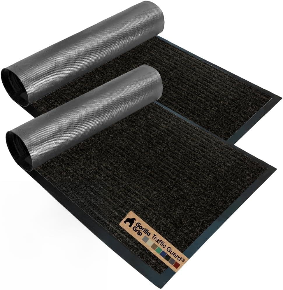Detalle de GORILLA GRIP Traffic Guard Door Mats, 35 x 23 in, Waterproof, Black, 2-Pack