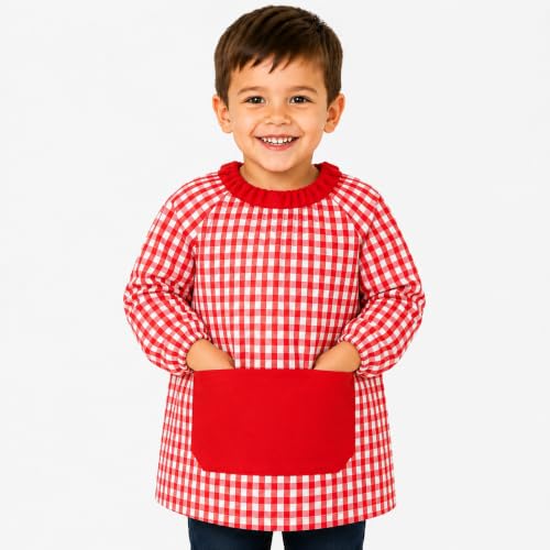 Detalle de HOMYBABY Babi Escolar Infantil 4-5 años (110 cm): bata unisex con puños elásticos, bolsillo central y diseño cómodo