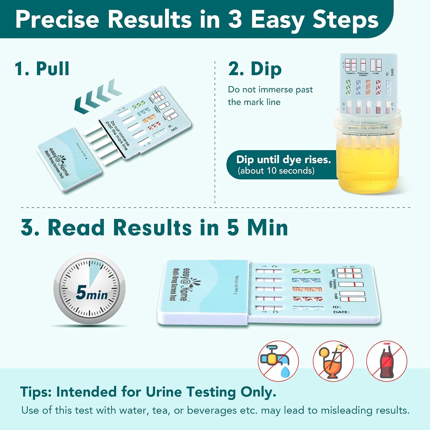Detalle 2 de Easy@Home 5 Panel Drug Test Kit 5 pack