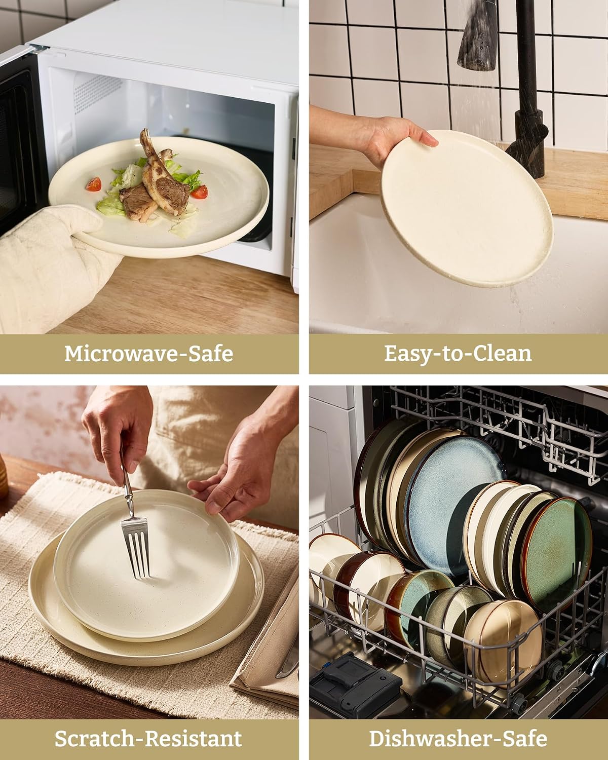 Thumbnail 6 de Famiware Milkyway Stoneware Dinnerware Set, 16-Piece for Everyday & Formal Dining
