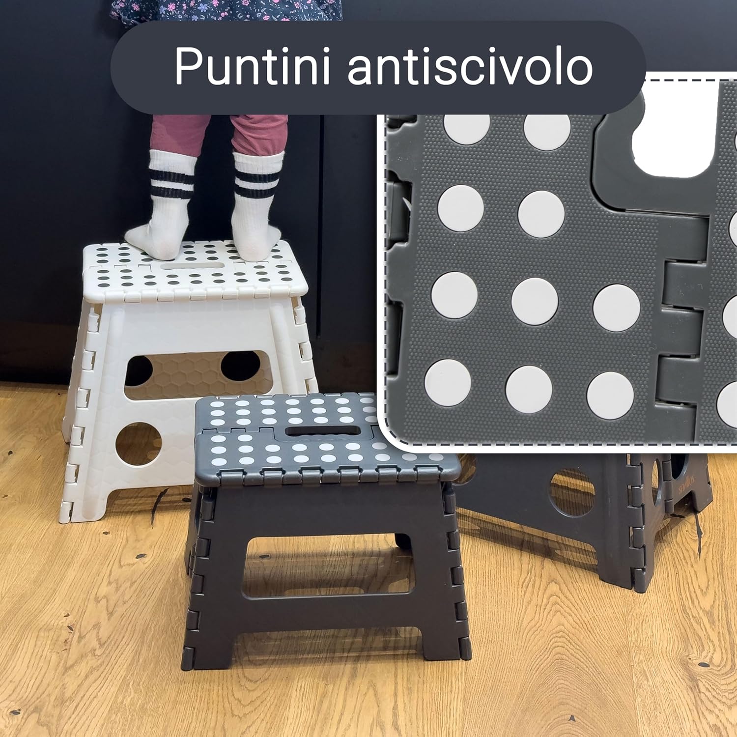 Thumbnail 3 de ZOLLNER sgabello pieghevole alto 30 cm (grigio) con scaletta antiscivolo, per adulti e bambini