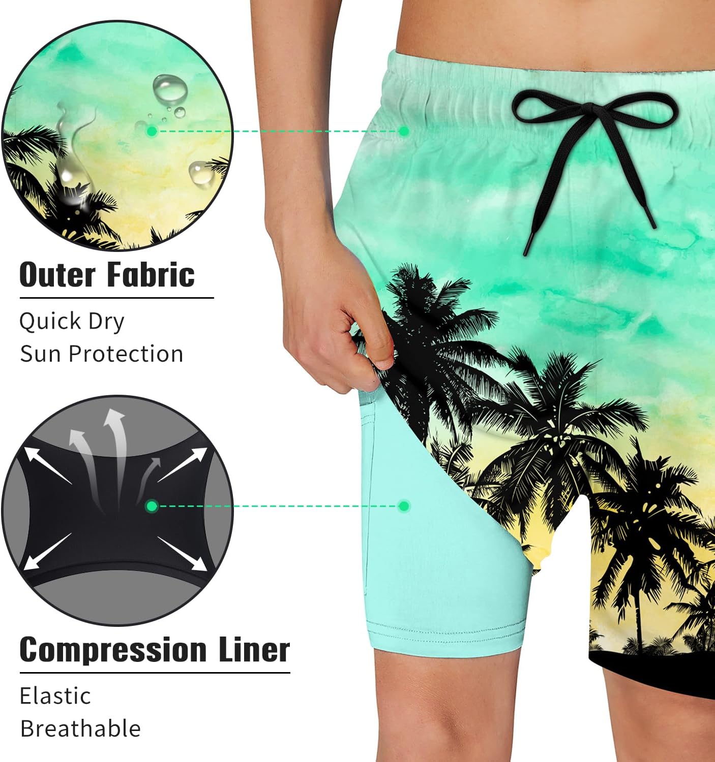Thumbnail 3 de kids4ever Badehose Jungen 2 in 1 – Schnelltrocknende Badeshorts mit Kompression Liner, 7–18 Jahre