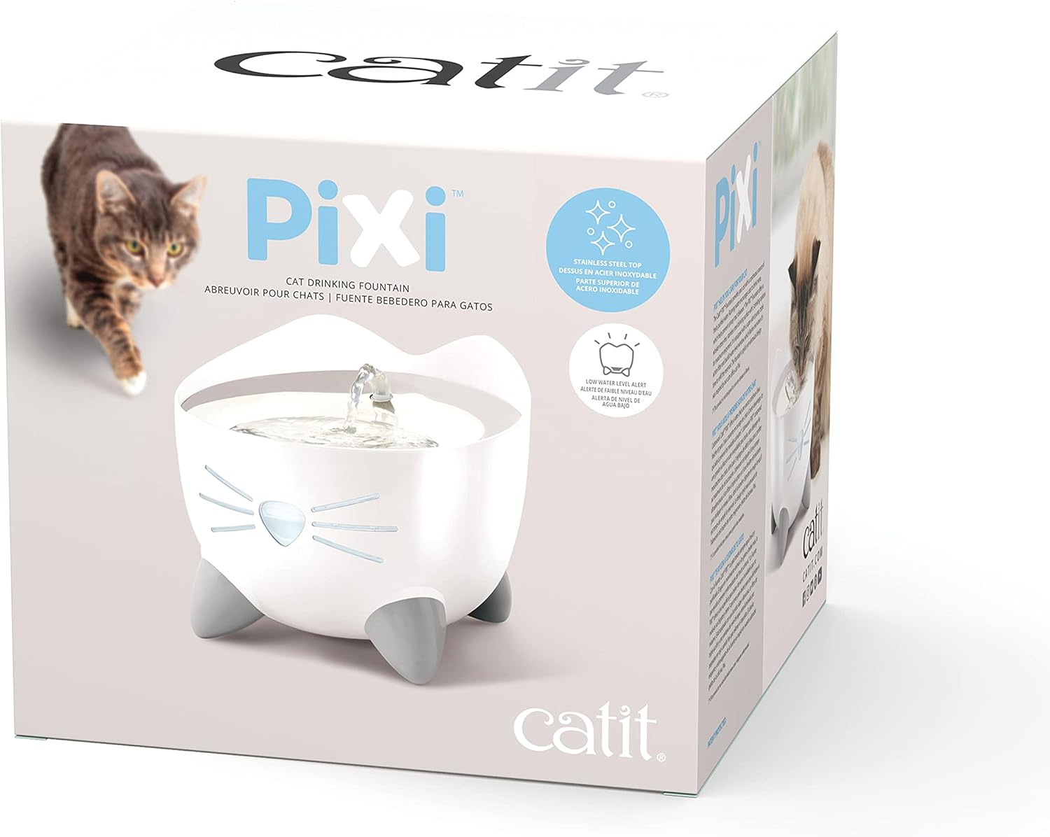 Thumbnail 6 de Catit Pixi fontaine d’abreuvement en acier inoxydable pour chats, 2,5 l (blanc)