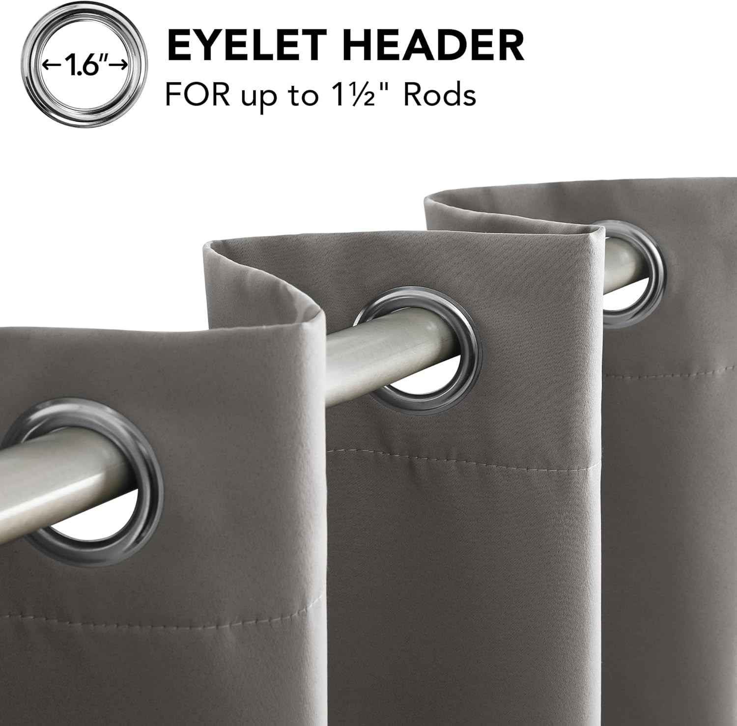 Thumbnail 6 de Deconovo Blackout Curtains Bedroom: Light Grey, 2 Panels (66 x 84 Inch) – Thermal Insulated with Eyelet