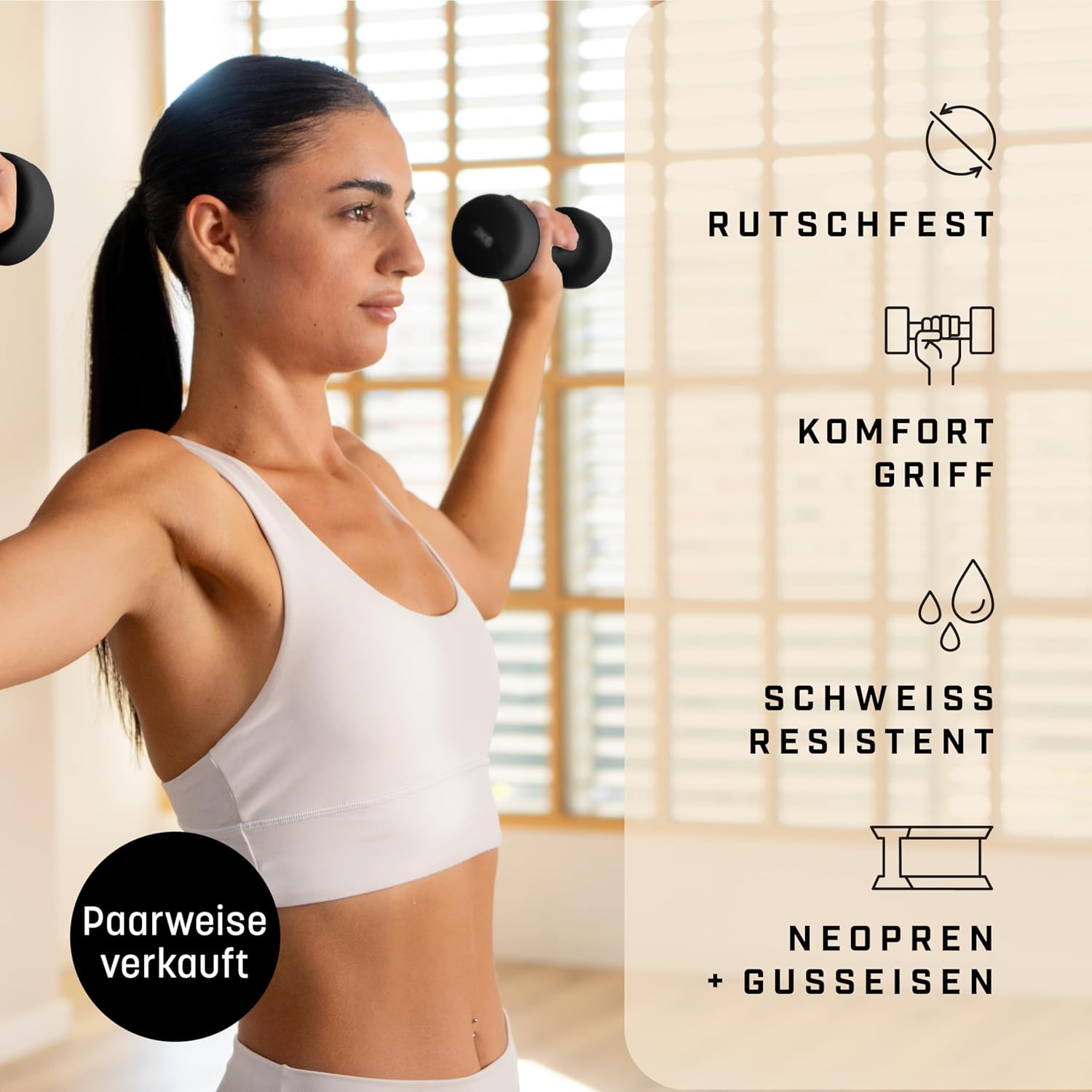 Thumbnail 1 de KG PHYSIO Neopren Hanteln Set (2er-Set) mit Fitnessposter: rutschfest & griffig für Training zuhause