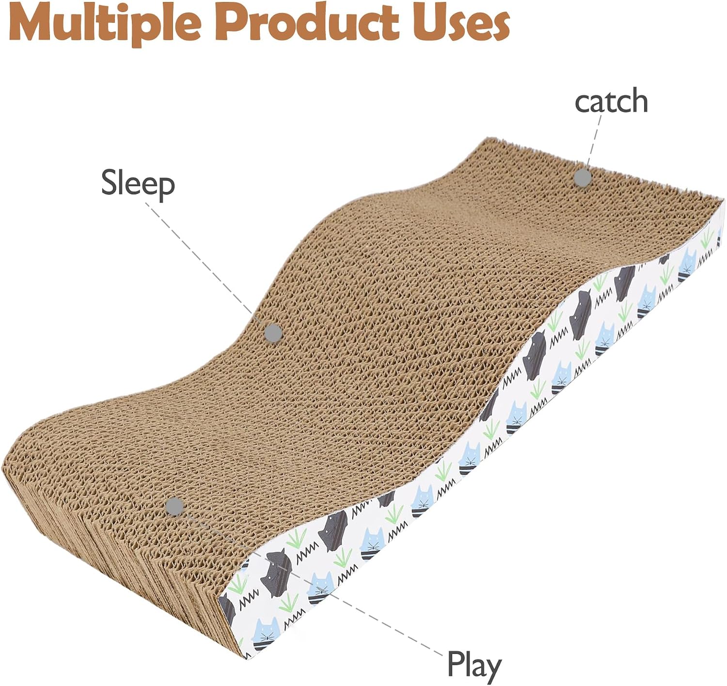 Thumbnail 4 de OMATSBEH 2 Pack Cat Scratcher Pad & Board – Cardboard Nest & Sleeping Scratcher (Grey)