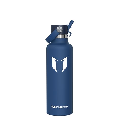 Detalle de Sparrow Trinkflasche Edelstahl 750 ml mit Strohhalm – FlipFlow Thermosflasche von Super Sparrow