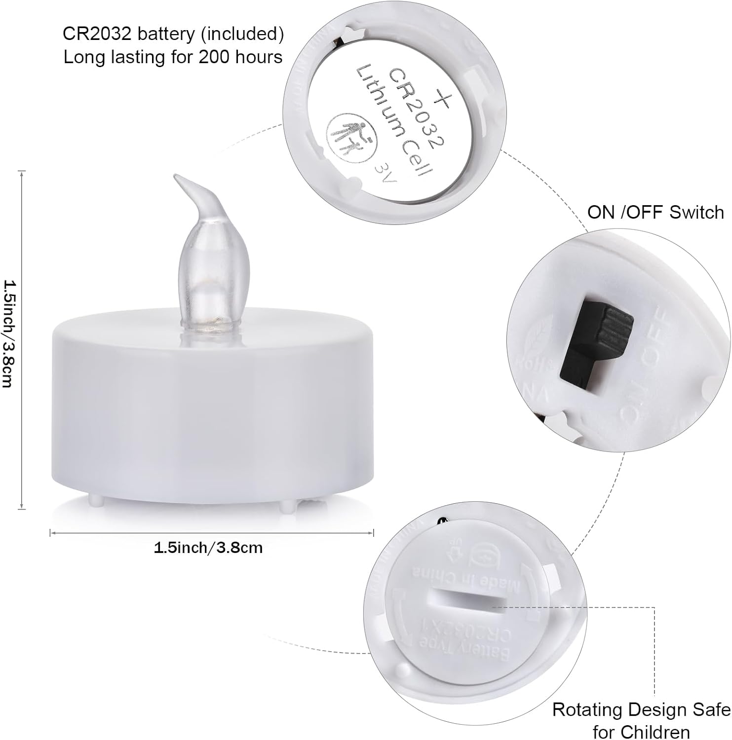 Detalle 2 de LED-Teelichter 24 Stück von Biyanuo – flammenlos, Warmweiß