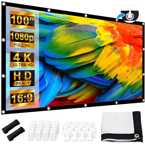 Detalle de Pantalla Proyector LEORFI 100'' (227x127 cm) – 16:9, 4K/Full HD, Portátil y Doble Cara para Cine en Casa y Exterior