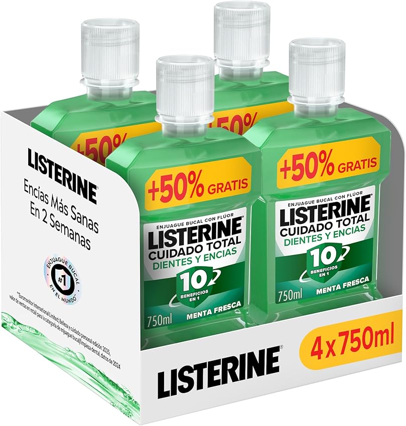 Listerine Protección Dientes y Encías 🦷 Pack 4x750ml con Flúor